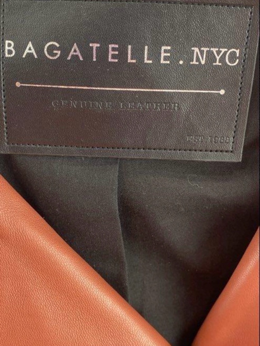 NWT Bagatelle Leather Biker Jacket in Sunset  Sz L        (Dark Red) - Picture 2 of 5